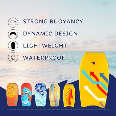 Плавальна дошка Bodyboard з дизайном стріли, портативна дошка для бодіборду для дорослих із ремінцем для руки, високою вантажопідйомністю, XPE-покриттям і півмісяцевим хвостом, багатостріловий візерунок