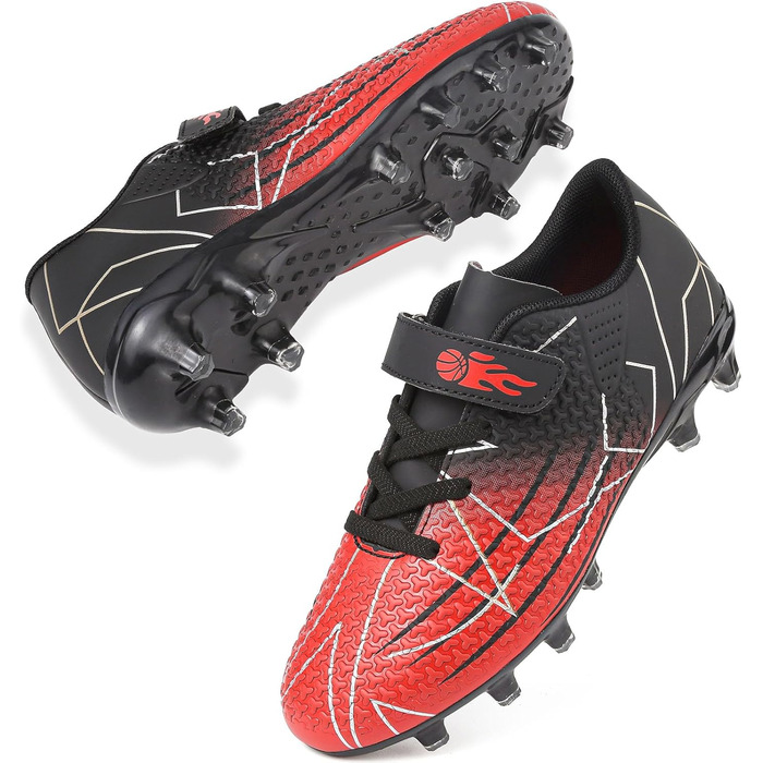 Дитячі футбольні бутси з шипами, професійні, для хлопчиків та дівчаток, чорно-червоні (36 EU)