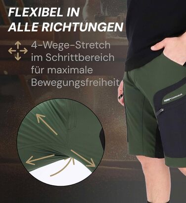 Чоловічі туристичні шорти PUMA Workwear Pro-One Adventure — посилений нейлон, 4-way stretch, з D-кільцем для трекінгу та аутдору, Olive (L)