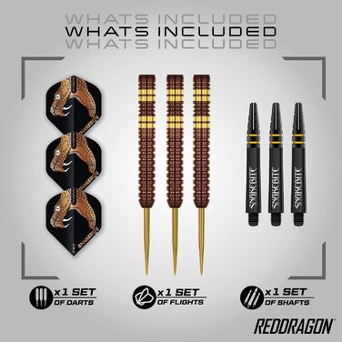 Дротики Red Dragon Peter Snakebite Wright Copper Fusion Premium Wolfram, 23 г, з оперенням і стрижнями