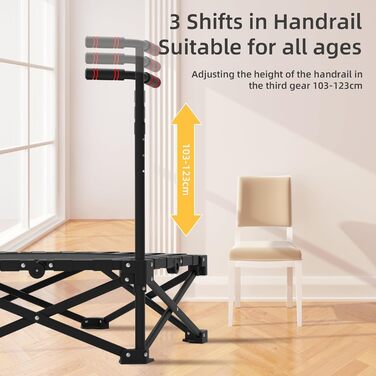 Батут фітнес складаний 106 см, вантажопідйомність 200 кг, регульована ручка (3 положення), тихий, для дітей та дорослих, для дому/вулиці