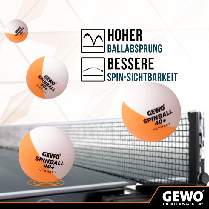 Тенісні м'ячі GEWO Spinballs 40+ - пластикові м'ячі для пінг-понгу з швом, для тренування обертання - 12 високоякісних двокольорових тенісних м'ячів, 40+ мм