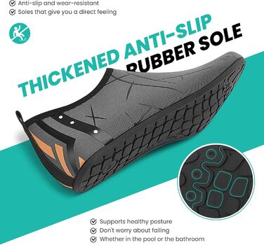 Водні черевики для жінок та чоловіків: легкі, швидковисихаючі, з антиковзким покриттям для плавання, пляжу та серфінгу (44 EU, 857 Темно-сірий)