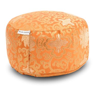 Йога-подушка для медитації з шовковистої тканини, 15 см - знімний чохол, наповнювач з органічної гречки, помаранчевий колір