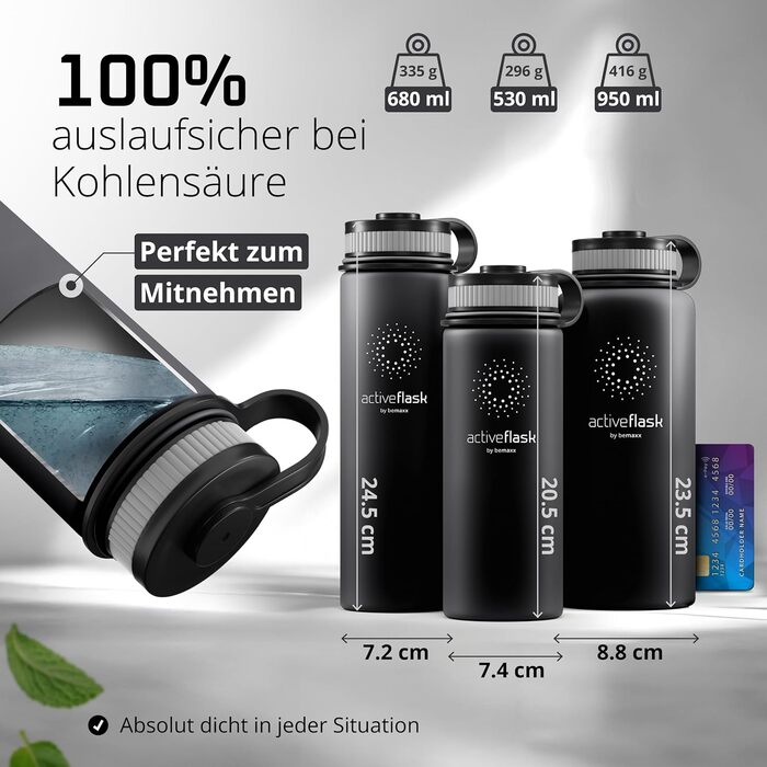 Термос- пляшка з нержавіючої сталі ACTIVE FLASK з трубочкою, 3 кришки, BPA-free, герметична, для газованих напоїв, ізотермальна пляшка для води, спорту, велосипеда, чаю, для дітей