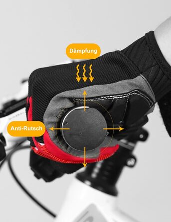 Велосипедні рукавички KUTOOK: антиковзаючі, амортизуючі, з підтримкою сенсорного екрану. MTB, шосе, гірський велосипед, подорожі, трекінг (червоний, L)