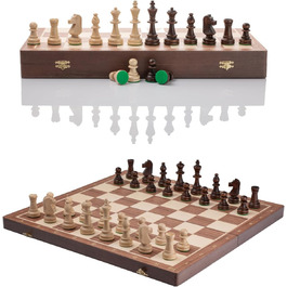 Набір для шахів Tournament Schach Spiel Set NO. 6 | Master Of Chess | Шаховий набір з дерев'яною шахівницею 54x54 см | З шаховими фігурами Staunton з горіха та ясену | Преміум якість