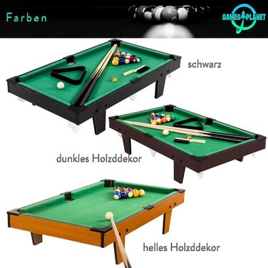Міні більярдний стіл GAMES PLANET Micro з аксесуарами, 92x52x19 см, чорний