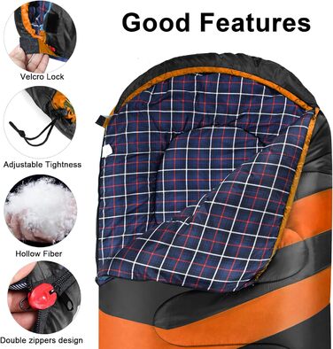 Чорний спальний мішок URPRO 1.6 кг з фланелі, 4 сезони, звичайний, водонепроникний, звичайний | З фланелі, звичайний, для відпочинку