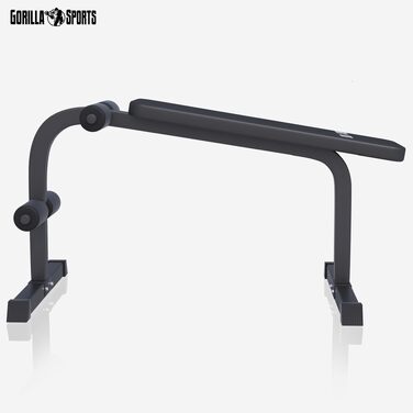 Тренажер для преса та спини GORILLA SPORTS® (скамья для скручиваний), 120x67x49–63 см, сталевий каркас, фіксація ніг, до 150 кг