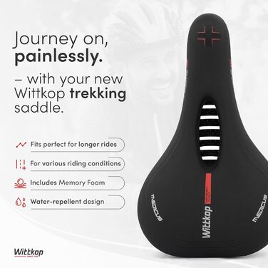 Велосидіння Wittkop Bike Seat I Водонепроникне сідло для велосипеда (чоловіче/жіноче) з 5-зонною підтримкою I Для BMX, MTB, шосейних та трекінгових велосипедів