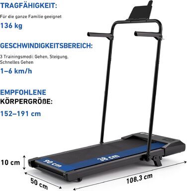 Бігова доріжка DeerRun Walking Pad з нахилом 6% для дому та офісу, компактний тренажер під стіл з LED-дисплеєм, пультам та підтримкою App, до 136 кг (Чорний)
