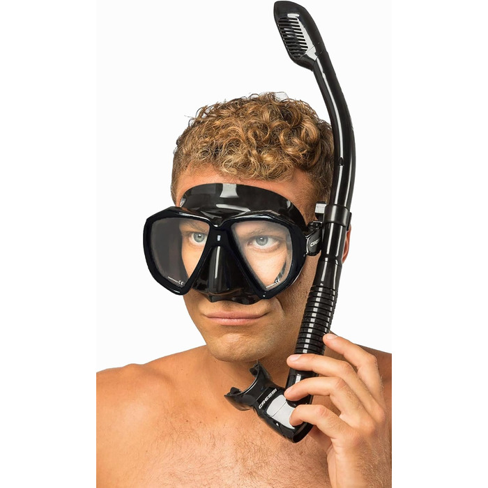 Набір для снорклінгу Cressi Ranger & Dry: маска, трубка, екіпірування, чорний колір