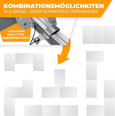 KESSER® Багатофункціональний стіл Profi 3-частини 100x60 см, білий - розкладний стіл для дому, ярмарку, кемпінгу, з навантаженням до 90 кг