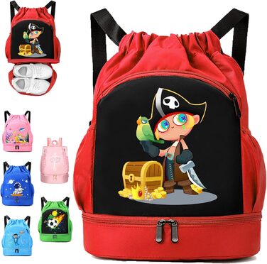 Дитяча спортивна сумка YOUYIKE, водонепроникний рюкзак з відділенням для мокрого одягу, сумка для занять спортом, Gym Bag для дівчаток та хлопчиків, зелений (червоний)