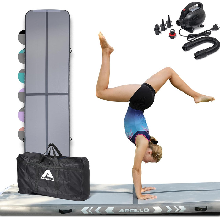 Apollo Air Mat Pro – надувний гімнастичний мат для дорослих і дітей, для дому та вулиці, довжина 3м/4м, повітряна акробатична доріжка