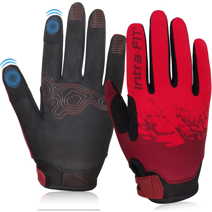 Велосипедні рукавички для чоловіків та жінок, сенсорні, дихаючі, легкі, для шосейних велосипедів, Outdoor-спорт, будівництво (M, Червоний)