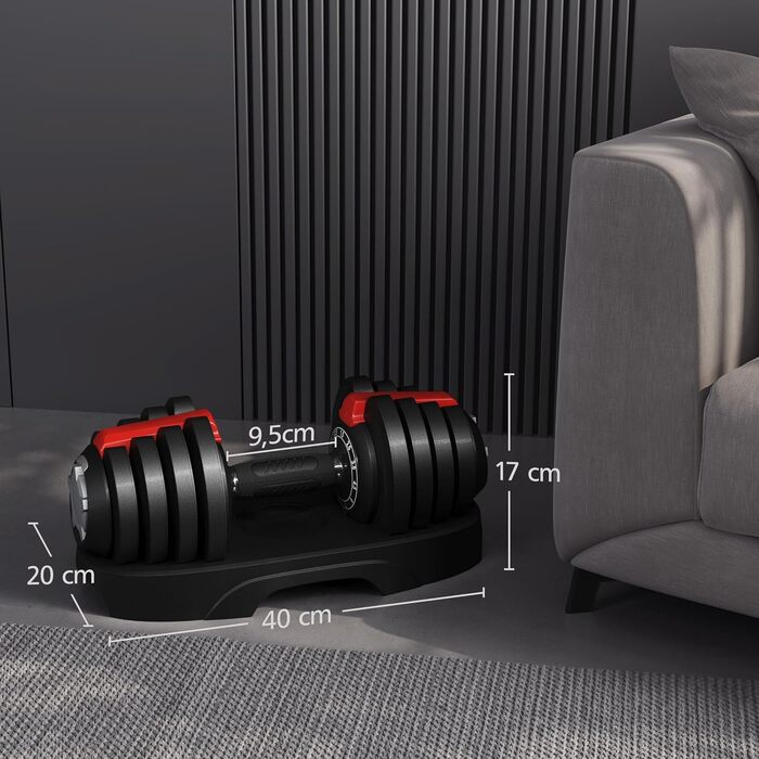 Регульовані гантелі Yaheetech 12/16-в-1, 1.5-18 кг / 3-24 кг / 2-40 кг, швидка зміна ваги, для дому та фітнес-залу