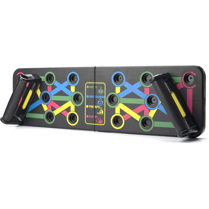 JL Sport Тренажер для віджимань 14-в-1 Push-Up Rack Board для дому та фітнесу, чорний, багатокольоровий