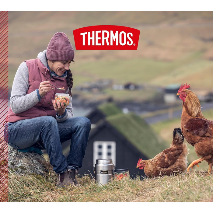 Термос STAINLESS KING з нержавіючої сталі, 0,47 л, чорний матовий, з ложкою, BPA-free