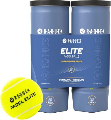 М'ячі для падел-тенісу Raquex Elite – Доза 6 шт. – 2 швидкості – Elite Pace Padel Pro для швидкої гри