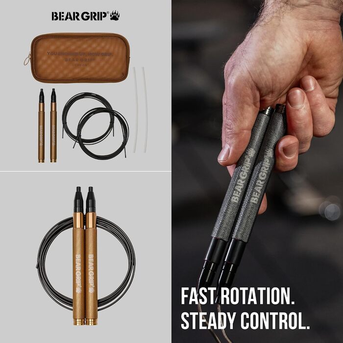 Спортивний стрибкун BEAR GRIP Elite Speed — швидкісна скакалка з антиковзаючими ручками для кросфіту, MMA, боксу та HIIT тренувань, регульована, червона