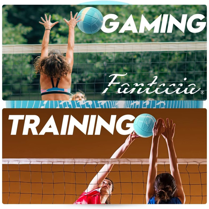 Волейбольний м'яч Fantecia з насосом, розмір 5, Soft Touch, для занять, гри, пляжу, басейну, синій