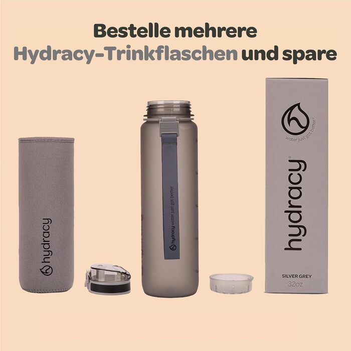 Пляшка для води Hydracy з фруктовим вставкою, 1 л, BPA-free, з часовою розміткою, герметична спортивна пляшка без конденсату для спорту та активного відпочинку