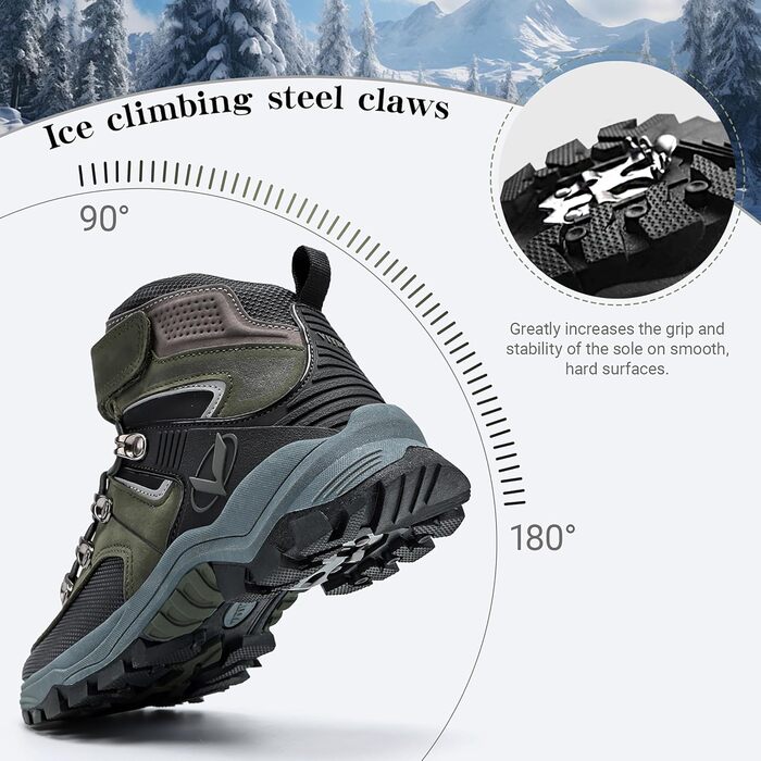 Зимові черевики для хлопчиків ASHION: снігоступи, черевики середньої висоти, утеплені, для піших прогулянок та трекінгу, бавовняні (35 EU, D Grün)