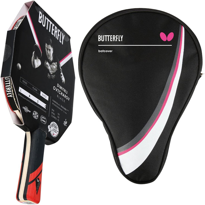 Професійна ракетка для настільного тенісу Butterfly Dimitrij Ovtcharov Black, ITTF, гумове покриття Wakaba 2,1 мм, технологія EVA, чохол у комплекті