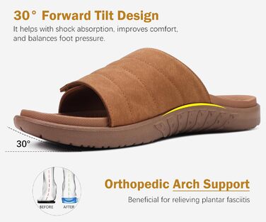 Чоловічі сандалі ONCAI з регульованими ремінцями, відкритим носком, спортивні слайди, пляжні сандалі з м'якою устілкою та підтримкою склепіння стопи, розмір 43.5 EU, хакі