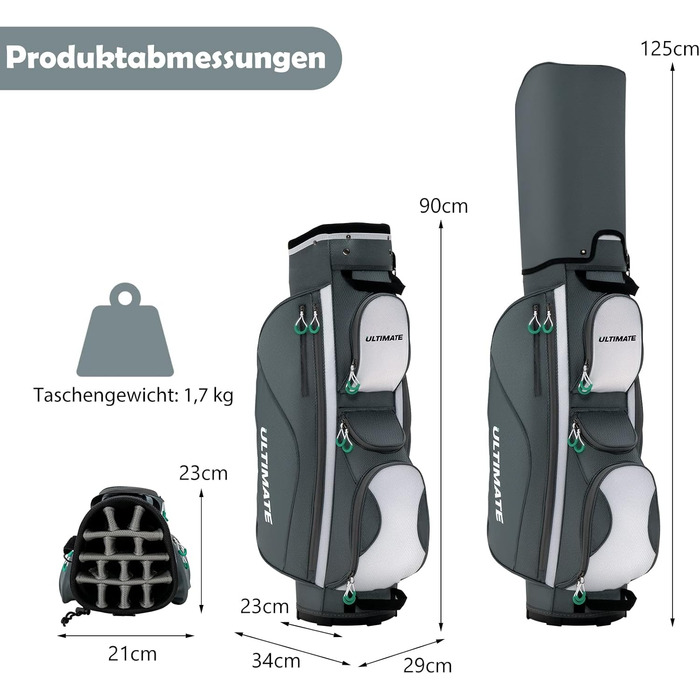 Сумка для гольфу GOPLUS, легка дорожня сумка з 14 відділеннями, 7 кишенями на блискавці, кишеня для цінних речей, кишеня-холодильник, регульований плечовий ремінь, водонепроникна накидка та тримач для парасольки, для зберігання та перенесення гольф-клубу