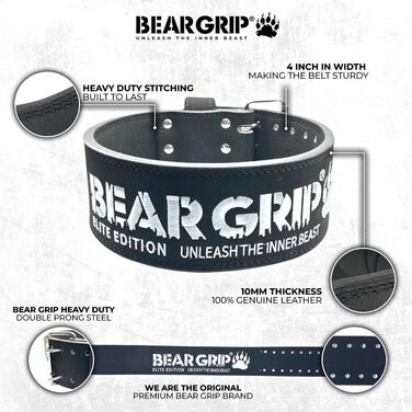 Пояс для пауерліфтингу BEAR GRIP Power Belt Elite Edition, преміум, подвійна пряжка, XS, сірий