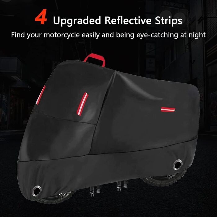 Водонепроникний чохол для мотоцикла Oxford 230x95x125 см з отворами для замка та світловідбиваючими смугами
