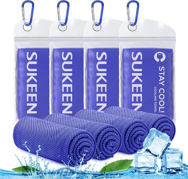 Рушник охолоджуючий Sukeen 4 шт. (101,6 x 30,5 см) - для спорту, фітнесу, тенісу, тренажерного залу - охолоджуючий рушник для шиї та тіла (Королівський синій)