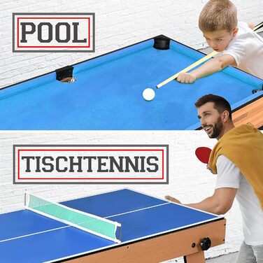 SereneLife 5-в-1 Мультифункціональний стіл: більярд, пінг-понг, кікер, аерохокей, шафлборд – для дітей та дорослих (складний)