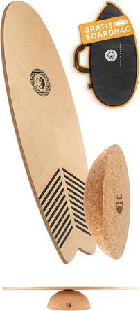 Балансборд JUCKER HAWAII Trick & Surf з натурального дерева, хвильовий сет із корковою півсферою, антиковзке покриття