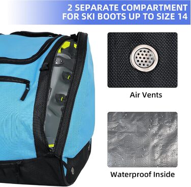 Сумка для гірськолижних черевиків AUMTISC: рюкзак для гірських лиж та сноуборду, підходить для рукавичок, куртки та маски. Колір: блакитний