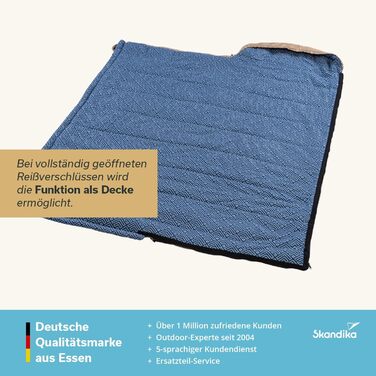 Спальний мішок Skandika Dundee Flanell з бавовни, преміум-якість, з'єднується, двомісний, 3 сезони, до -20°C, 220 x 80/160 см, для кемпінгу