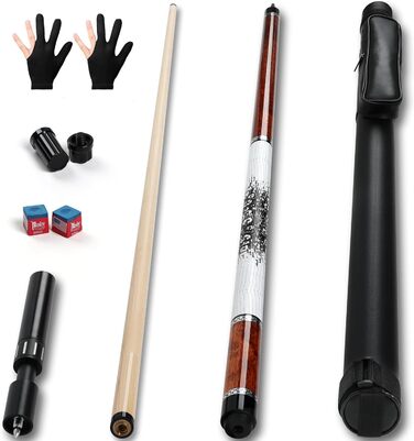 AKLOT Більярдний кий професійний з телескопічним подовженням, канадська береза, кейс, 147 см (58''), 538-595 г