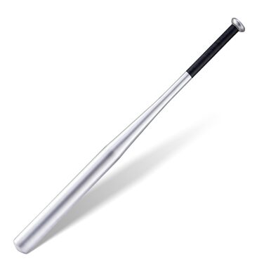 Бейсбольна бита сталева – 82 см, з неслизькою ручкою для спорту, відпочинку та безпеки, міцна та довговічна для дорослих та підлітків (алюміній 405 г, срібна)