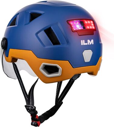 Розумний велосипедний шолом ILM для жінок і чоловіків з візором, LED підсвіткою, гальмівним сигналом, датчиком світла та функцією нахилу голови для активації повороту