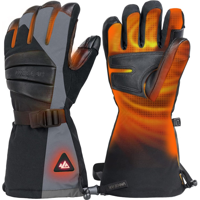 Унігір: Теплі рукавички з підігрівом для жінок та чоловіків, 3 режими, водонепроникні, сенсорні, для катання на лижах, Рейно, Outdoor, чорно-сірий XL