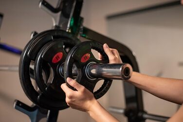 GYM DISTRICT Диски для штанги 50 мм, гумовані, чавунні, з ручками, набір 10 кг (2×5 кг), для олімпійської штанги, тренування вдома