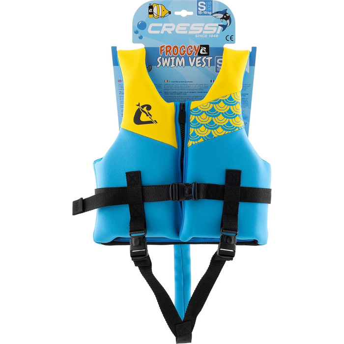 Жилет для плавання CRESSI Froggy з неопрену для дітей, блакитний/жовтий, M (3/6 років)