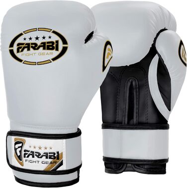 Дитячі боксерські рукавички Farabi Sports 6oz/8oz - білі для боксу, ММА, муай-тай, кікбоксингу та спарингу