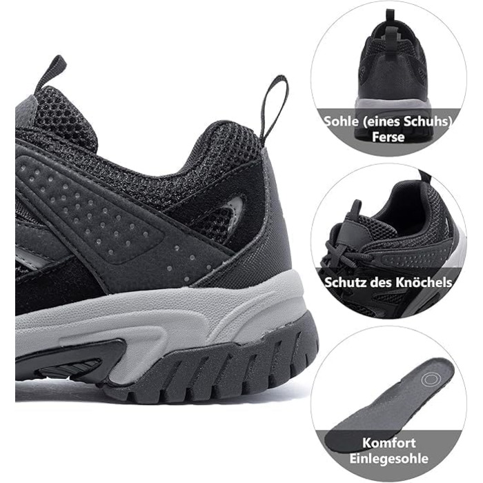 Черевики для хайкінгу чоловічі Outdoor, трекінгові, чорні, 43 EU. Зручні, дихаючі, з антиковзкою підошвою.