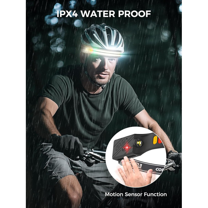 Налобний ліхтар COPPA H4C LED з акумулятором (2 шт.) з функцією Floodlight та Spotlight. Білий, жовтий, червоний, зелений. Датчик руху для дітей, кемпінгу, бігу, риболовлі, альпінізму, ремонту, джогінгу