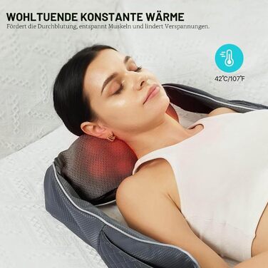 Масажер для шиї та спини з підігрівом 3D Shiatsu бездротовий для жінок та чоловіків - ідеальний подарунок для батьків