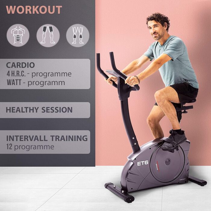 Ергометр Christopeit Sport ET 6, 24 рівня, до 150 кг, 12 кг магнітна система, LCD-дисплей, домашній тренажер